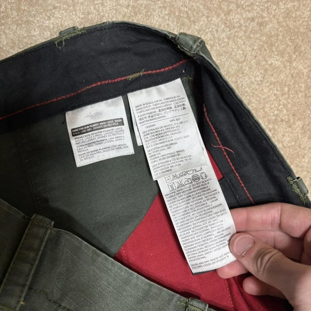 Levis Skateboarding Cordura Fatigue Pants Mens 33x30 Green Military OG 107 Style